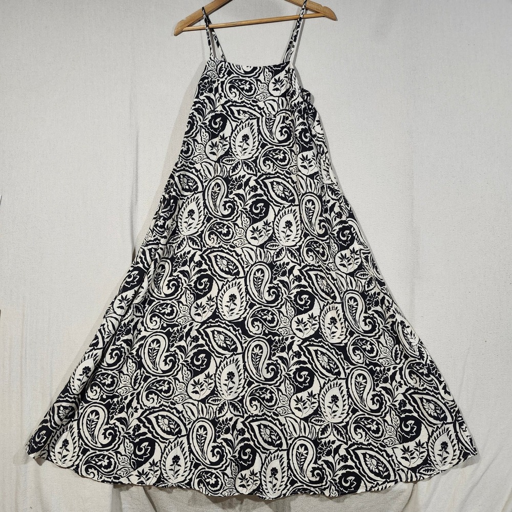 Carly Jean Los Angeles Womens Black Cream Paisley Floral Maxi Dress Pockets S